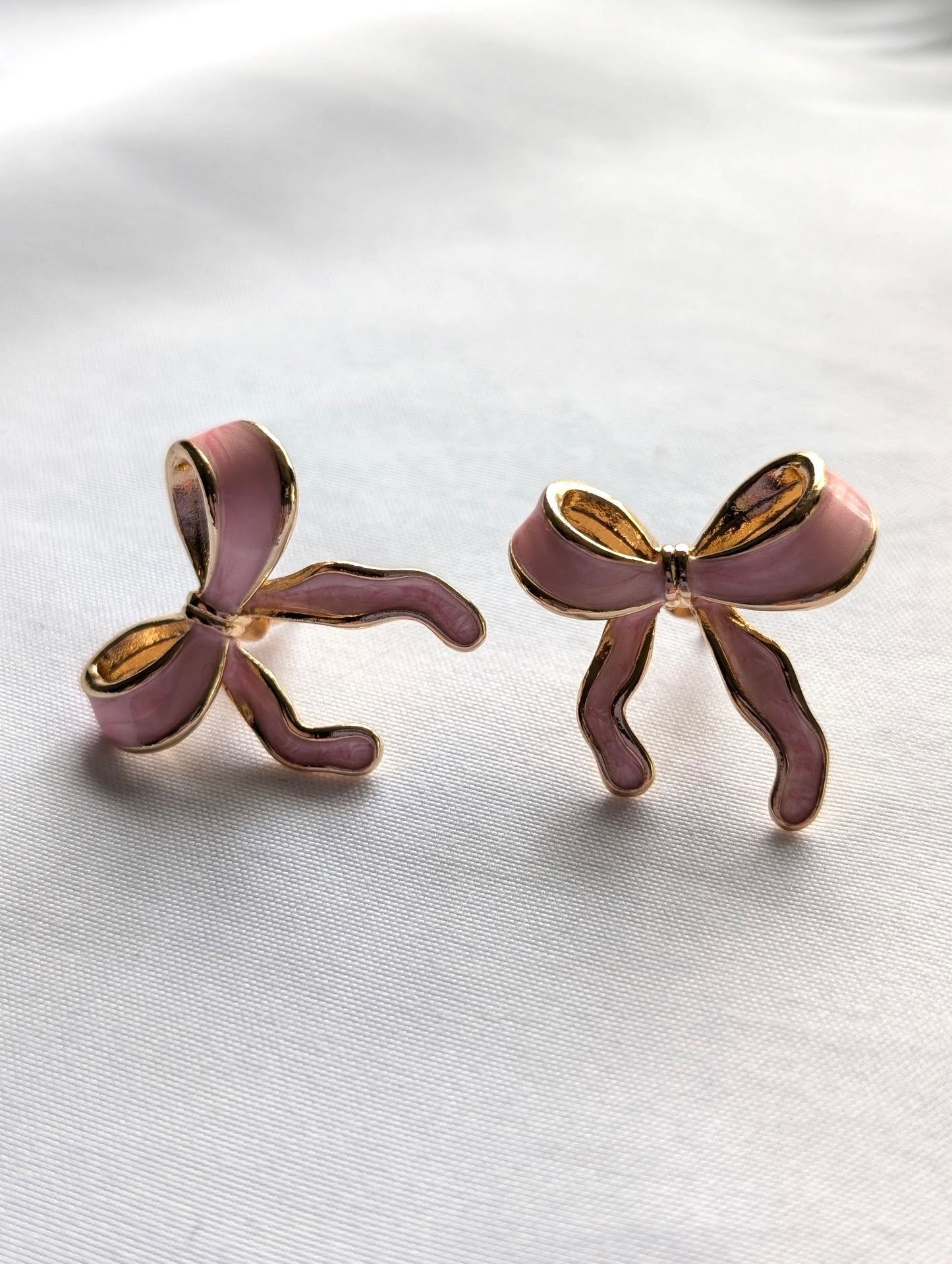 Delicate Pink Ballet Bows Earrings