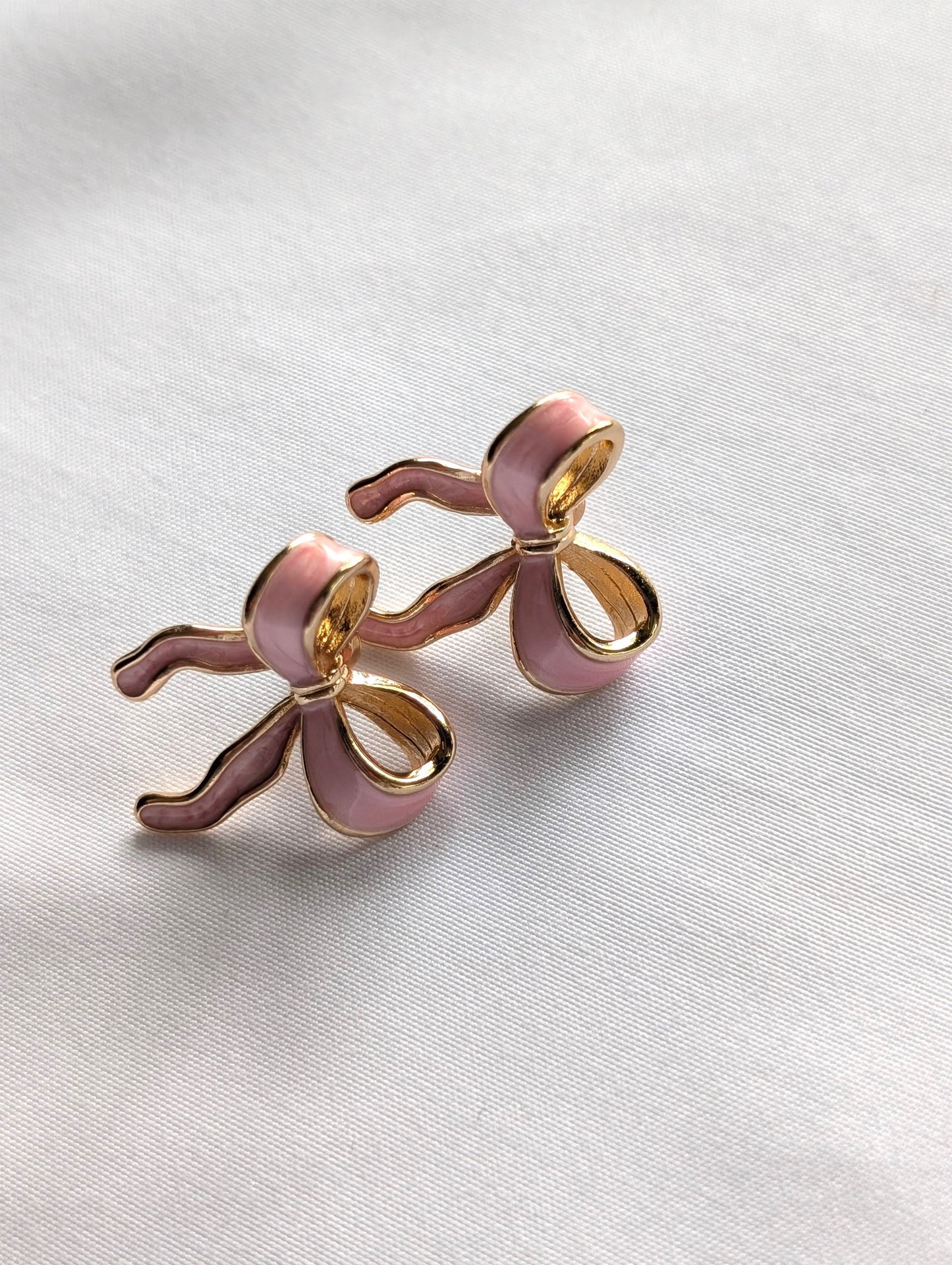 Delicate Pink Ballet Bows Earrings