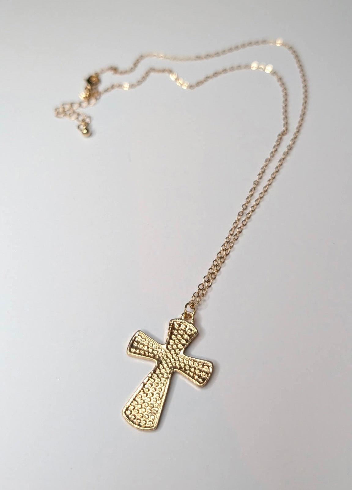 Multi Layer Gold Necklace With Cross, Hearts, Herringbone Necklace